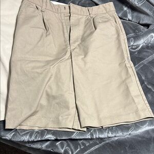 Tan Casual Tailored Shorts with Pleats